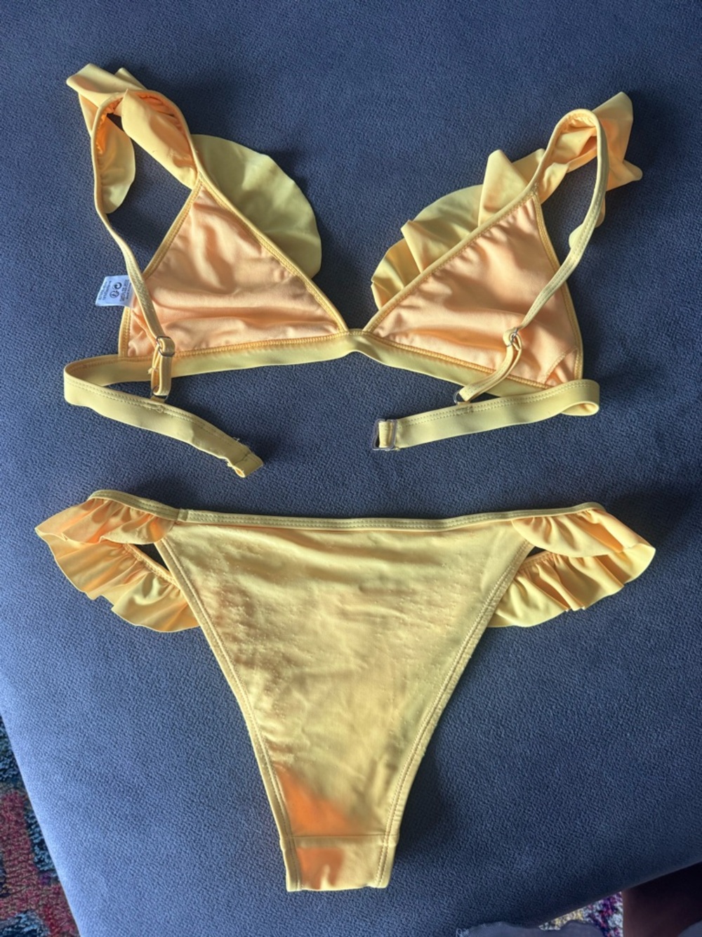 Yellow Ruffle Triangle Bikini Set - Picture 4 of 6